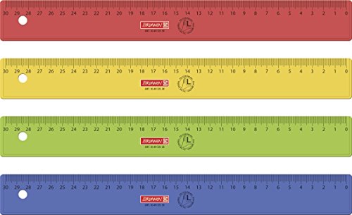Brunnen Baier & Schneider Brunnen 104972530 Lineal für Linkshänder für Schule und Büro 30 cm, 4 verschiedene Farben)