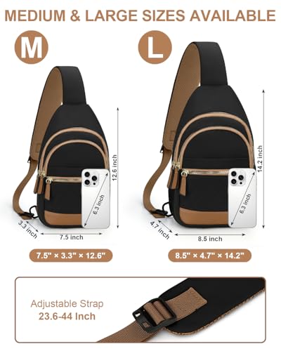 Capolo Sling Bag for Women Men Waterproof Crossbody Bags for Women Trendy Casual Fanny Pack with Convertible Shoulder Strap Chest Bag for Travel Hiking(Black, Medium)3