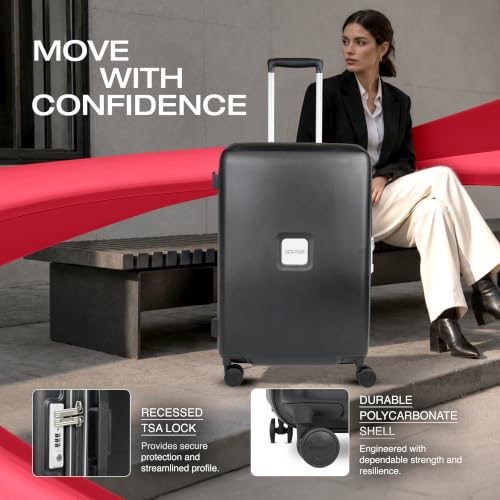 Image of American Tourister Zenrix | Check-in Trolley Bag (67 cm) | 360 8 Wheel Travel Luggage | Hard Case Polycarbonate Suitcase | Recessed TSA Lock | Black & White