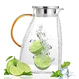 Glaskrug mit Deckel 1, 8 l/64 Unzen Glaskrug für Kühlschrank -Tür Wasserkrug Wärme resistent