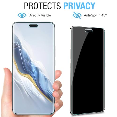 2+2pack For Honor Magic 6 Pro Privacy Tempered Glass Screen Protector(2packs)+Camera Lens Protector(2packs), Ultra HD Tempered Glass Film, Anti-Spy, 9H Hardness, Anti-Scratch, Bubble Free
