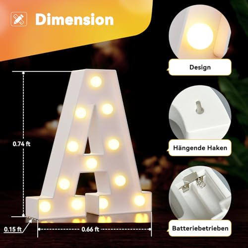 LED Buchstaben Lichter Alphabet, Ledido Leuchtbuchstabe mit Warmes & Kaltes Weiß, LED Brief Beleuchtung Buchstaben Nacht Lichter Dekoration… – Ansicht 3