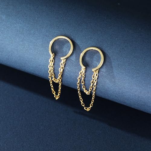 Reffeer Solid 925 Sterling Silver Cuff Earrings Chain for Women Cartilage Wrap Earrings Helix Cuffs4