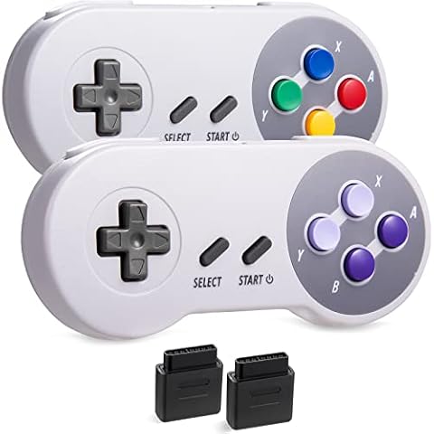 MODESLAB 2 Pack 2.4 GHz Wireless Controller Gamepad Compatible for Retro SNES [7 Pin Connector] [Plug & Play] [Rechargeable] (Non PC USB Version) Cover