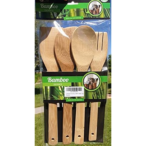 Utensilios De Cocina De Bambú, Pack De 4 Unidades Cover