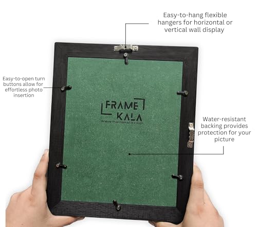 Image of Handmade Black Wooden Photo Frame, 8 x 10 inch Display for Artworks, Pictures and Photos of Your Loved Ones, Best for Home, Office, Wall Decor, Living Room, Bedroom, Black