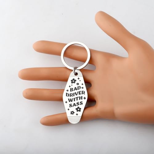 CENWA Bad Driver With Sass Motel Keychain Bad Driver Key Chain Gifts Funny Gifts3