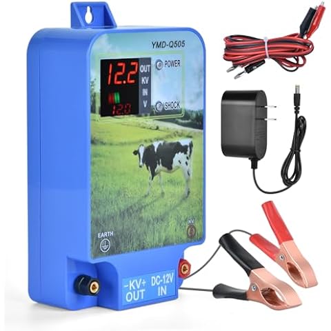 Electric Fence Charger with Remote Control Switch,Multi-Powered 2Joule High-Power Output Fence Energizer with LED Display,12V Electric Fence Ideal for Livestock,Poultry, Gardens, Orchards Protection Cover