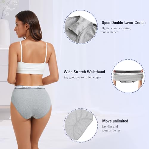 Image of Women's Cotton Underwear Mid Rise Full Coverage Soft Breathable Stretchy Solid Brief (5 Pack)