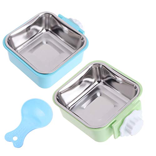 Crate Dog Bowl, Removable Stainless Steel Water Food Feeder Bowls Hanging Pet Cage Bowl Cage Coop Cup for Dogs Cats…