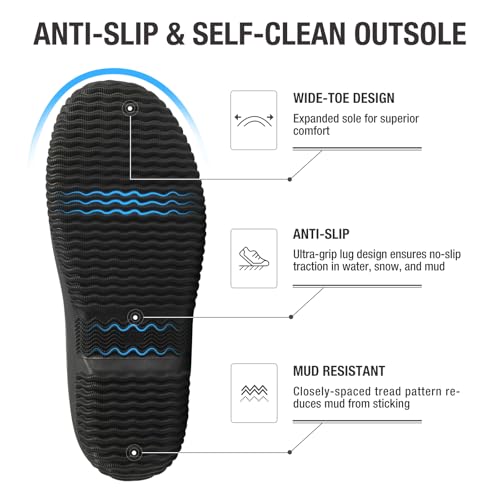 Image of HISEA Unisex Mid Calf Rubber Garden Boots Waterproof Rain Boots Neoprene Outdoor Work Muck Riding Boots for Women Men