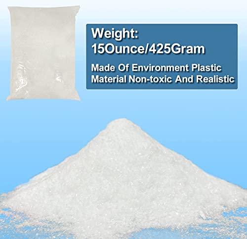 Turnmeon 30 Ounces Artificial Snow Powder Christmas Tree Decorations, Sparkling Faux Fake Snow Dry Plastic Snowflakes For Xmas Christmas Decorations, Village Displays, Slime, Holiday Winter Crafts #TOP4