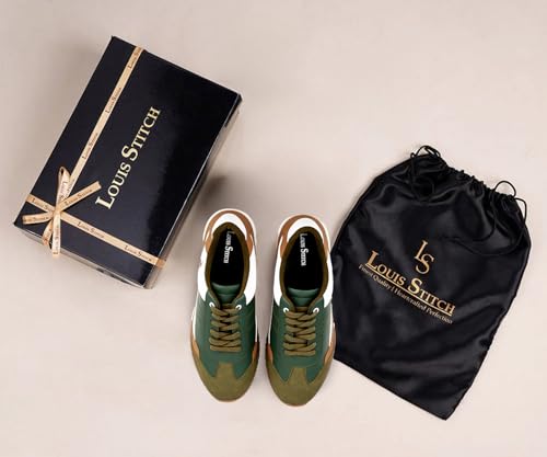 Image of LOUIS STITCH Green and Tan Sneaker for Men | Comfortable Sneaker | LSP-SNK-AVI004-WHTN