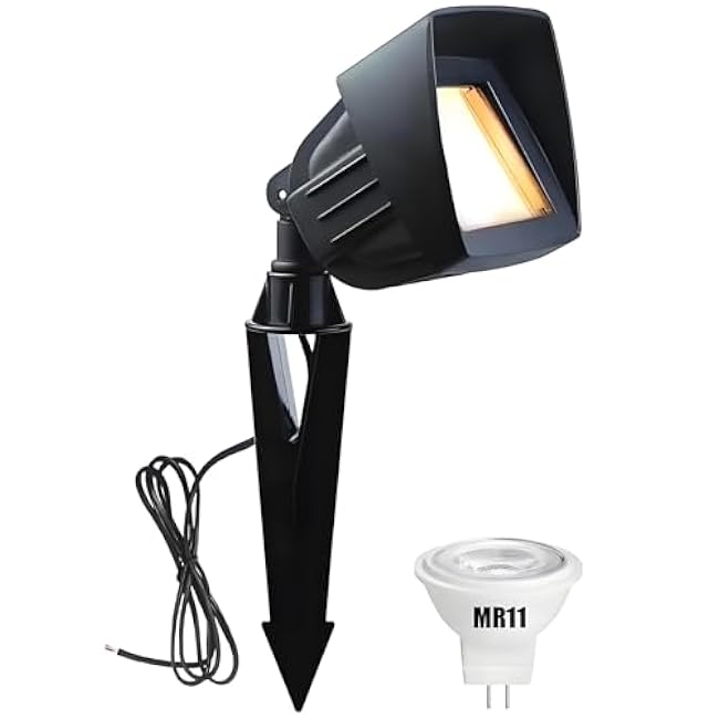 LED Flood Light Outdoor Low Voltage12V, Replaceable 3W MR11 LED Bulb Warm White 2700K-3000K, Weatherproof for Garden Yard Landscape Lighting for Walls, Trees, Plants, Signs, Security Light