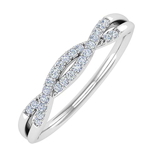 1/10 Carat (ctw) 10K Gold Round Diamond Ladies Swirl Stackable Anniversary Ring (I1-I2 Clarity)
