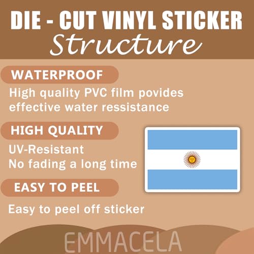 Image of (3PCS) Argentina Flag stickers, Countries Flag Stickers - Waterproof Vinyl Decals For Laptops, Tumblers, Water Bottles, Books, Scrapbooks, Size 3 x 2 Inch