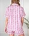 Pajamas for Womens Set Summer 2 Pece Pjs Matching Shorts Set Loungewear Palm Sleepwear for Beach Vacation, Holiday Pink