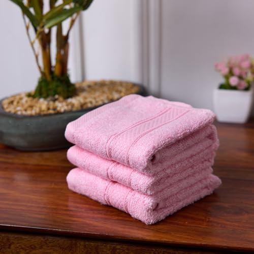 Image of Bamboo Soul Bamboo Face Towel | Ultra Absorbent & Super Soft | 30 x 30 cm - 550 GSM | Pack of 3 (Pink)