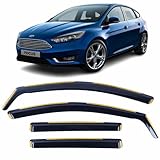 Set Of 4 Wind Deflectors For FORD FOCUS MK3 5 door HATCHBACK 2011 2012 2013 2014 2015 2016 2017 2018 Acrylic Glass Side Visors Side Window Deflectors Smoke Tinted Rain Guards Reflectors.
