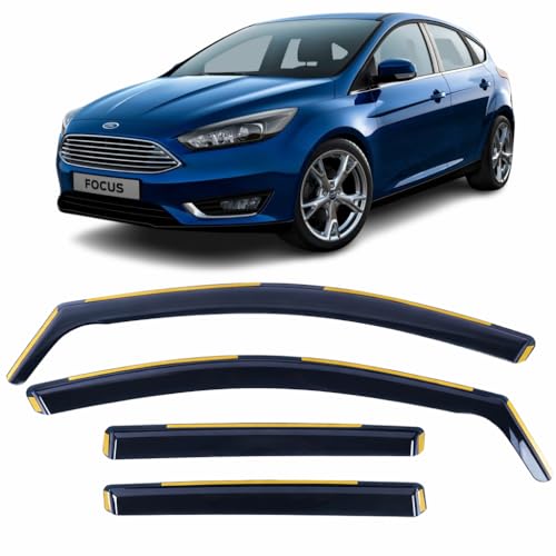 ✅ COMPATIBILE CON: FORD FOCUS MK3 5 PORTE HATCHBACK ST RS 2011 2012 2013 2014 2015 2016 2017 2018 MODELLI deflettori antivento, deflettori per finestrini, alette parasole per finestrini Ford Focus MK3. Accessori per Ford Focus. Si prega di verificare la marca, il modello e l'anno del veicolo con i dettagli di montaggio per garantire un montaggio accurato, poiché tutte le visiere sono specifiche del veicolo.