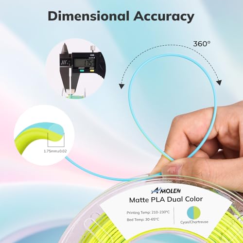 Image of AMOLEN Matte PLA 3D Printer Filament Bundle, Dual Color PLA Filament 1.75mm Pack, Smooth Finish Fast Color Change 3D Printing Filament for Most FDM 3D Printer, 200g X 4 Spools