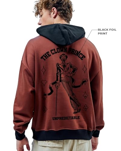 Image of Bewakoof Heavy Duty 1.0 Official DC Merchandise Men's Graphic Printed Oversized Fit Full Sleeve Fleece Hoodies