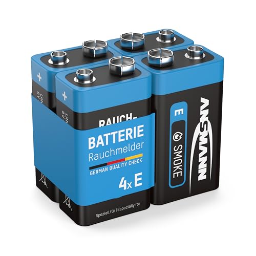 4 ANSMANN Lithium longlife Rauchmelder 9V Block Batterien - Premium Qualität für höhere Leistung 9V Batterie ideal für Feuermelder Bewegungsmelder Alarmanlagen & Kohlenmonoxid Warnmelder