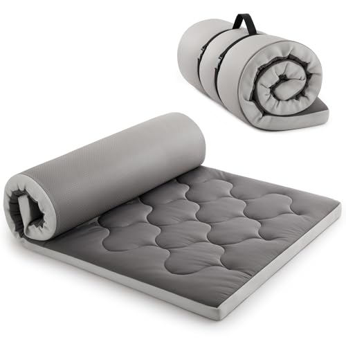 Witcipur 厚さ 5cm 高反発マットレス 硬め 高密度 ウレタン 敷きマットレストッパー 耐圧分散 シングル 通気性 コンフォート層 来客用 快眠 洗えるカバー付き ポータブル 97X195X5cm