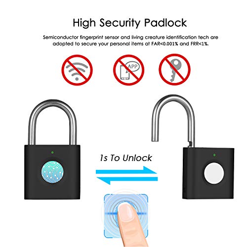Ajcoflt Cadeado de impressão digital inteligente de alta segurança 20 usuários suportados Longa vida