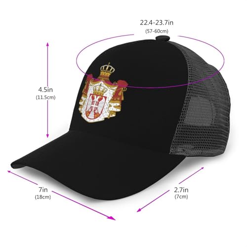 Coat of Arms Serbian Mesh Baseball Cap - Classic Adjustable Peak Cap, Trucker Hat for Men & Women3