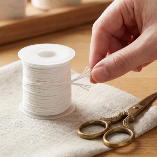 Pabilo para vela de algodón trenzado 30m spool blanco miniatura 2