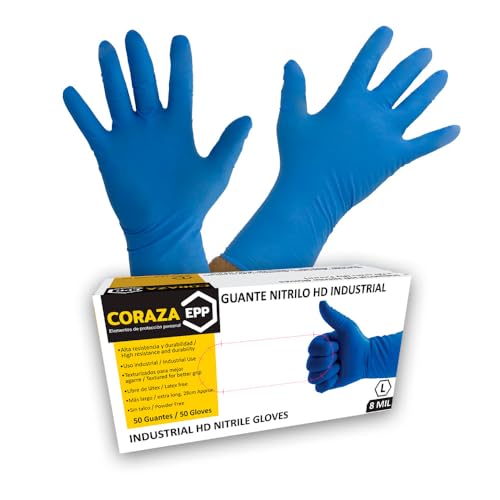 CLAY Nitrile Gloves HD, Versatile Protective Gear Ideal for Industrial, Food Handling Uses & More (Large)