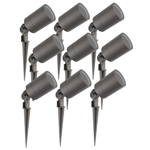 Ledvion - 9X LED Gartenstrahler, Anthrazit, IP65, 5W, GU10 Fassung, 2M Kabel, LED Strahler, Gartenspots