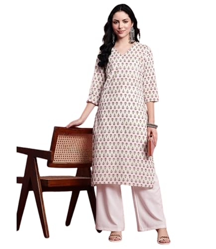 MANHAREE |Women's Cotton Straight Kurta Beige Deal