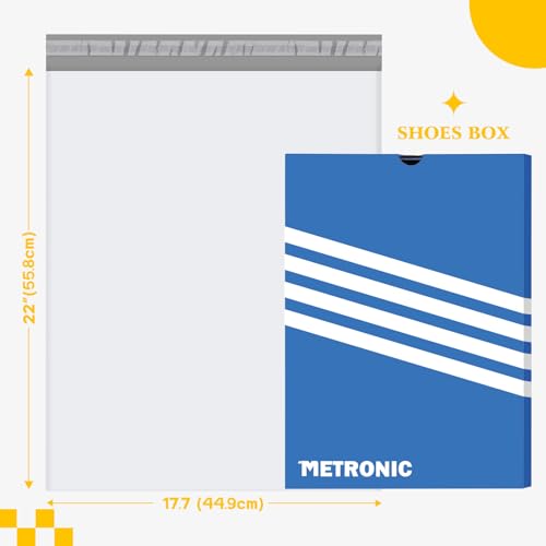 Image of Metronic 25Pcs Poly Mailers 17.7x22 Inch,Large Shipping Bags for Clothes Bulk,Strong Self Adhesive Shipping Envelopes for Small Business,Waterproof Mailing Envelopes for Packaging White