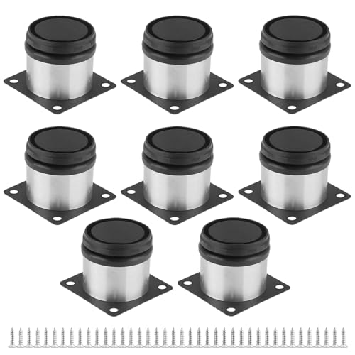 Tbintul 8 Pezzi Piedini Regolabili per Mobili, Piedi Base per Mobili, Gambe per Mobili in Acciaio Inossidabile, per Piedi Letto,Rialzo Letto,Piedini per Divano,Armadietti, Comodini,con Viti
