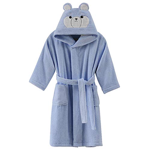 Kids Cotton Terry Robe Boys Girls Bathrobe Long Sleeve Hoodie Animal Pajamas
