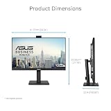 ASUS 27-calowy monitor do wideokonferencji 1080p (BE279QFK) – Full HD, IPS, 100 Hz, bezramkowy, wbudowana kamera internetowa, matryca mikrofonowa, głośnik, regulacja wysokości, ergonomiczna