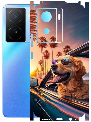 Image of AtOdds - Full Body Back Screen Guard Protector Film - Lamination Wrap Skin Sticker Compatible with IQOO Z7 (5G) | Scratchproof Matte Finish (Happy Doggo)