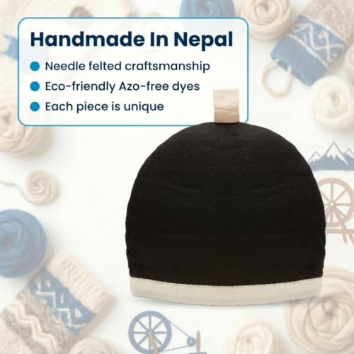Image of Glaciart One Wool Teapot Cozy Kettle Cover | Dome Shaped Large Tea Cosy, Kettle or French Press | Handmade & Needle Felted from Natural Wool | Warms Up to 2 Hours | Great as Gift
