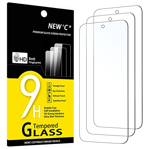 NEW'C Lot de 3, Verre Trempé pour Samsung Galaxy A53 5G, Film Protection écran - Anti Rayures - sans Bulles d'air -Ultra Résistant (0,33mm HD Ultra Transparent) Dureté 9H Glass