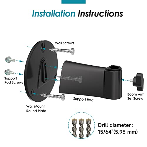 YOUSHARES Wandhalterung für Mikrofonarme - Platzsparende Tischklemme & Frei drehbarer Wandclip aus Metall für vertikale Oberflächenmontage