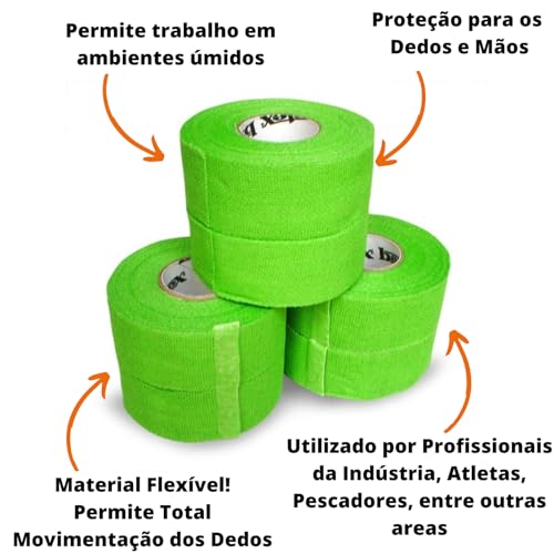 Fita Protetora para Dedos Bantex Verde EPI Proteção contra Eletricidade Cortes Costura Manuseio de A