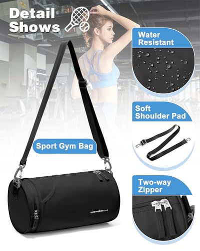 Image of Small Gym Bag for Women,Waterproof Mini Duffle Bag Womens Spotrs WorkoutBags Small Travel Duffel Bag with Wet Pocket Carry on Weekender Bags for Dance Swimming,Gym,Yoga,Fitness Black