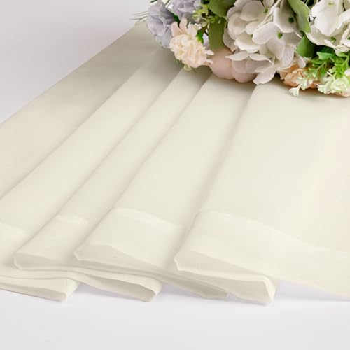 Image of OWENIE Sheer Curtains 72 Inches Long 2 Panels Set, Light Filtering Sheer Curtain Rod Pocket Clear Drapes for Living Room Bedroom Window Sliding Door, Each 42 x 72 Inch, Cream
