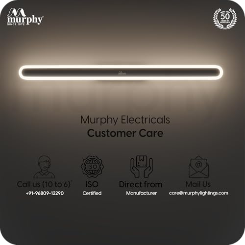 Image of Murphy LumaLine TrioGlow 15W Black Body Premium LED Mirror Wall Bathroom Light - with 3-in-1 Colour Cool White /Warm White /Natural White Linear Bar (Pack of 2)