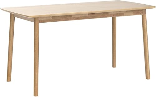 Miniatura 4 de Livinia Aslan Mesa de comedor rectangular de madera de roble malayo de 59 pulgadas, escritorio grande de cocina de madera maciza (roble natural)