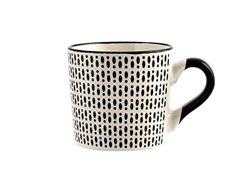 H&H Vhera Juego 6 Tazas Té, Stoneware, Blanco/Negro, 220 ml - Imagen 4