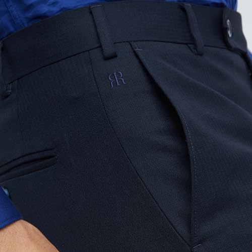 Image of Raymond Men's Poly Viscose Blend Structure Pattern Slim Fit Flat Front Formal Trouser