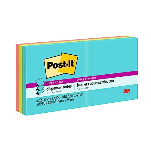 Post-it Super Sticky Pop-up Miami bloc notes repositionnables 3x3 R3306SSMIA paquet de 6